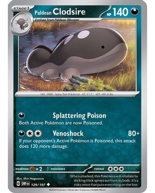 Paldean Clodsire 129/197  - Reverse Holofoil SV03 Obsidian Flames - Uncommon