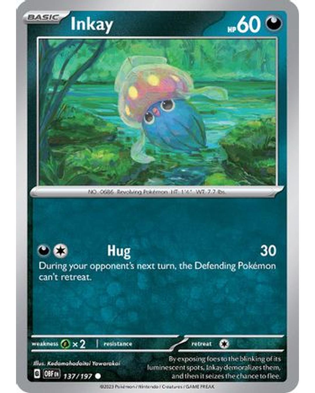 Inkay 137/197  - Reverse Holofoil SV03 Obsidian Flames - Common