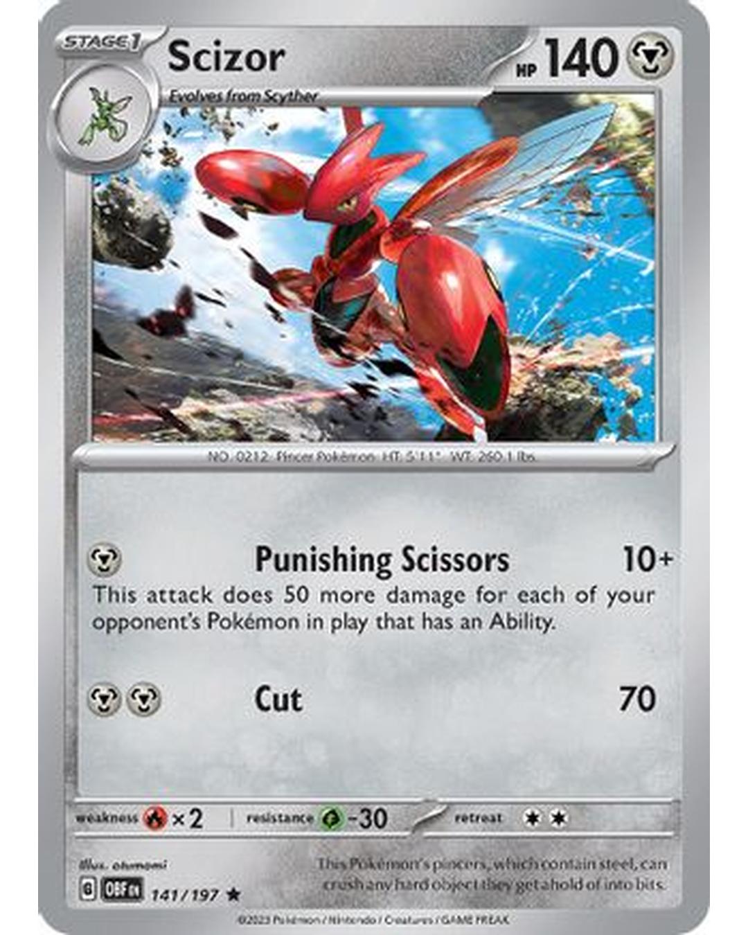 Scizor 141/197  - Holofoil SV03 Obsidian Flames - Rare