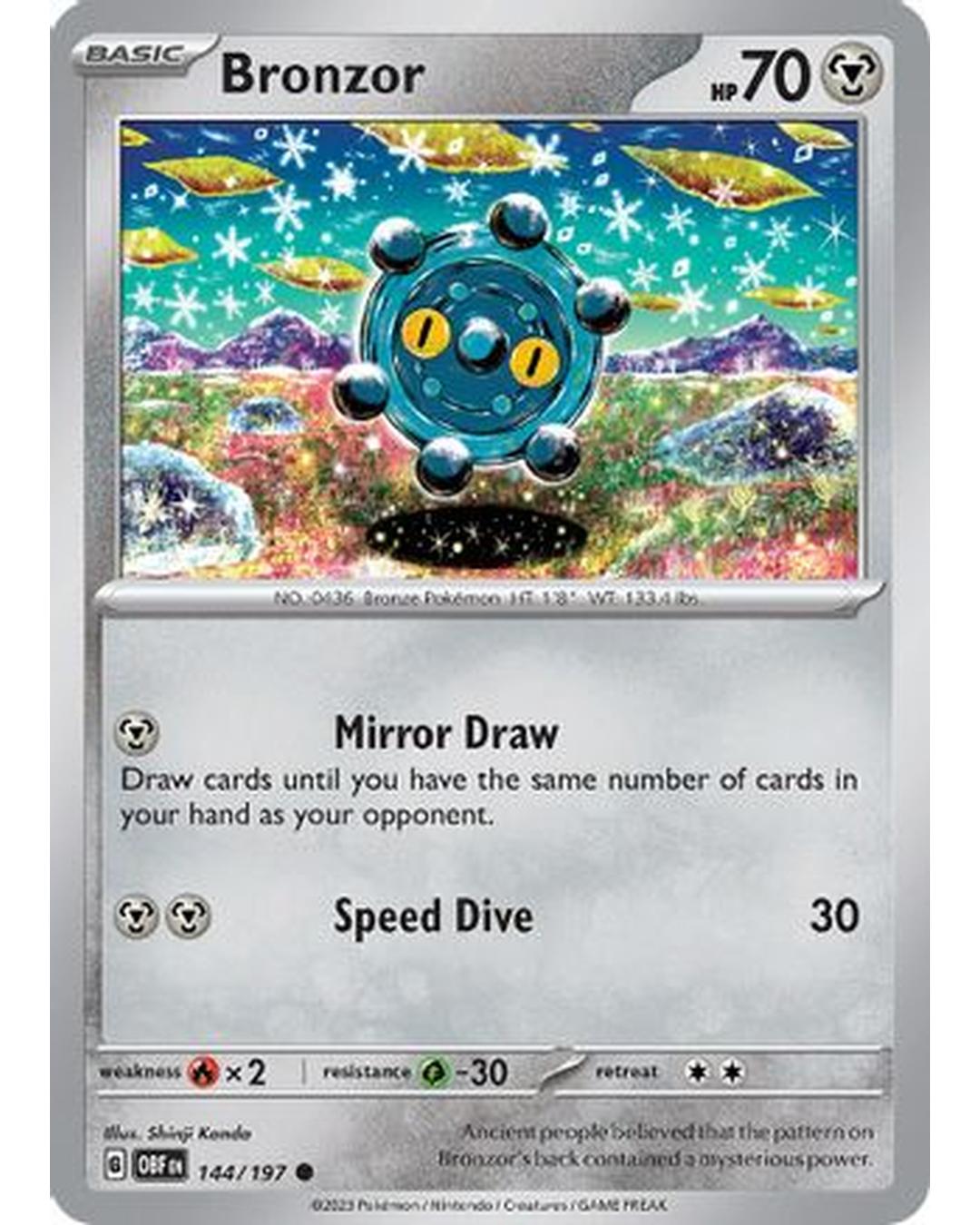 Bronzor 144/197  - Reverse Holofoil SV03 Obsidian Flames - Common