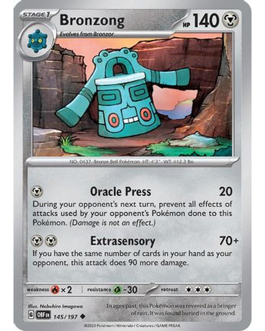 Bronzong 145/197  - Reverse Holofoil SV03 Obsidian Flames - Uncommon