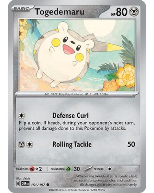 Togedemaru 151/197  - Reverse Holofoil SV03 Obsidian Flames - Common