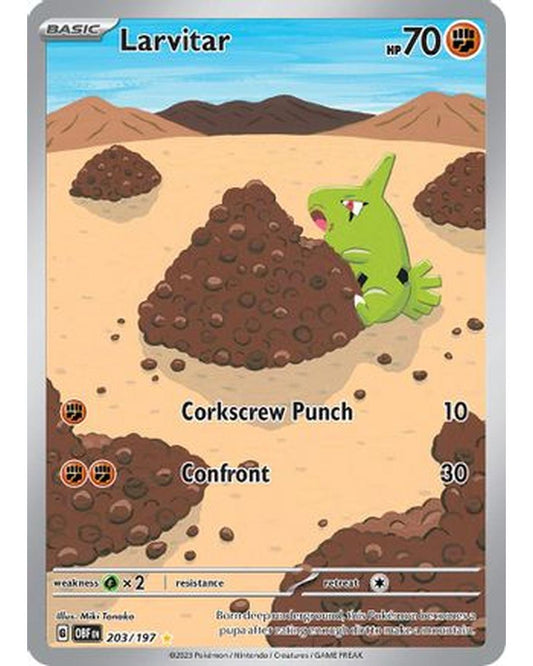 Larvitar 203/197  - Holofoil SV03 Obsidian Flames - Illustration Rare