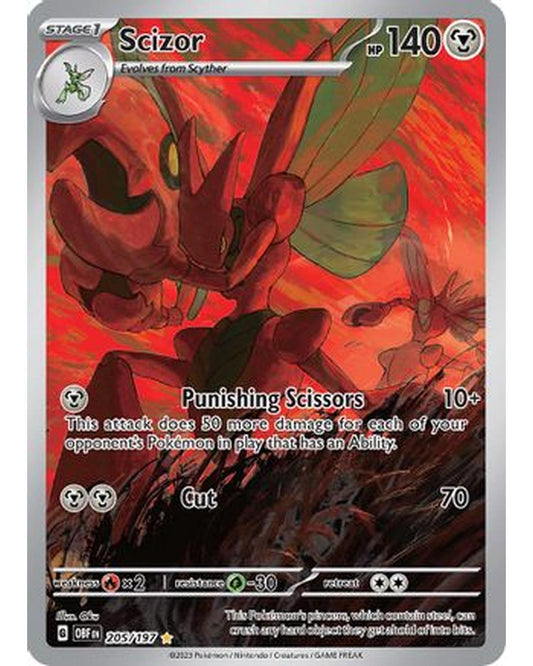 Scizor 205/197  - Holofoil SV03 Obsidian Flames - Illustration Rare