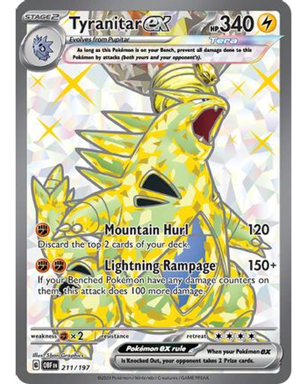 Tyranitar ex 211/197  - Holofoil SV03 Obsidian Flames - Ultra Rare