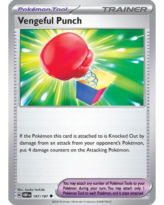 Vengeful Punch 197/197  - Reverse Holofoil SV03 Obsidian Flames - Uncommon