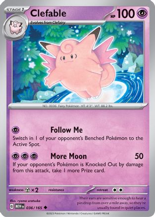 Clefable 036/165  - Reverse Holofoil SV Scarlet & Violet 151 - Uncommon