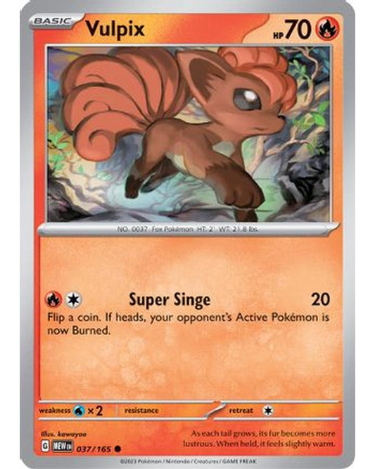 Vulpix 037/165  - Reverse Holofoil SV Scarlet & Violet 151 - Common