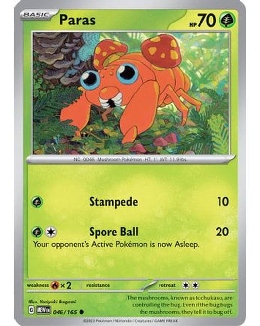 Paras 046/165  - Reverse Holofoil SV Scarlet & Violet 151 - Common