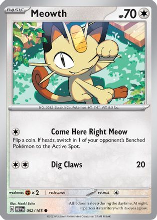 Meowth 052/165  SV Scarlet & Violet 151 - Common