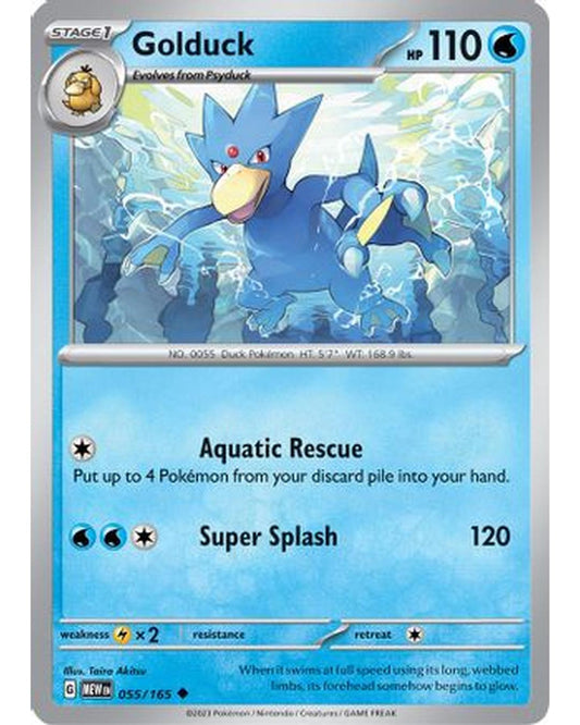 Golduck 055/165  - Reverse Holofoil SV Scarlet & Violet 151 - Uncommon