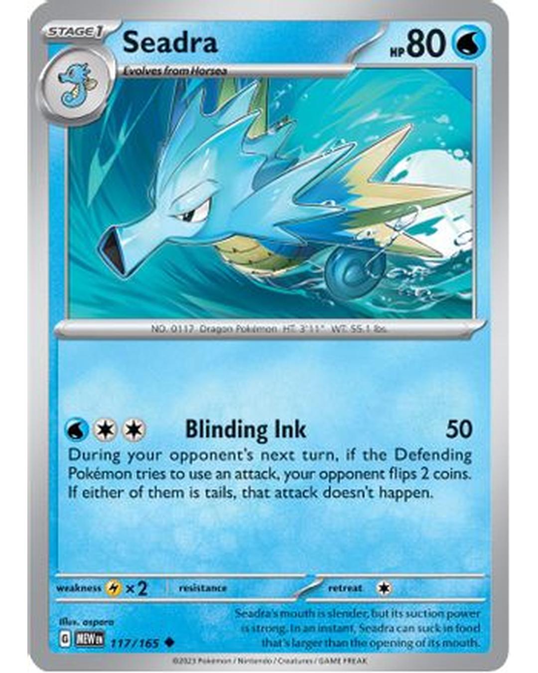 Seadra 117/165  - Reverse Holofoil SV Scarlet & Violet 151 - Uncommon