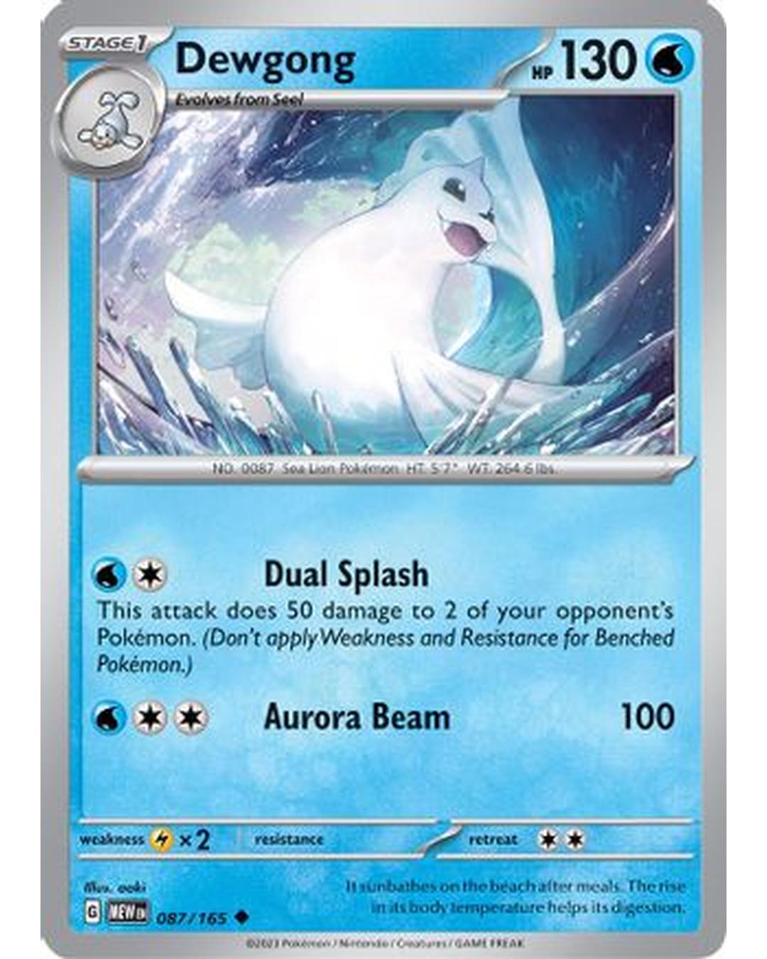 Dewgong 087/165  - Reverse Holofoil SV Scarlet & Violet 151 - Uncommon