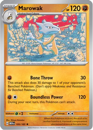 Marowak 105/165  - Reverse Holofoil SV Scarlet & Violet 151 - Rare