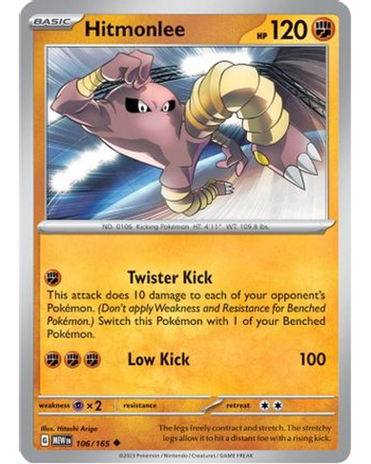 Hitmonlee 106/165  - Reverse Holofoil SV Scarlet & Violet 151 - Uncommon