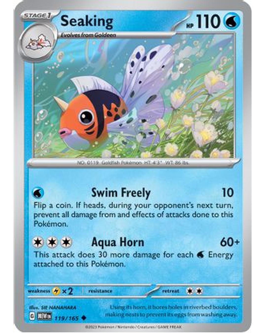 Seaking 119/165  - Reverse Holofoil SV Scarlet & Violet 151 - Uncommon