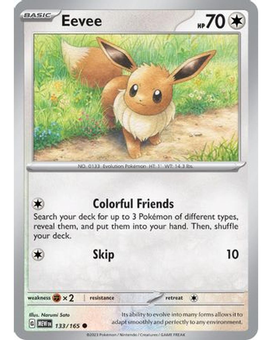 Eevee 133/165  - Reverse Holofoil SV Scarlet & Violet 151 - Common