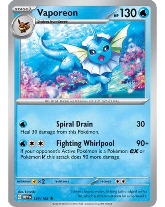 Vaporeon 134/165  - Holofoil SV Scarlet & Violet 151 - Rare