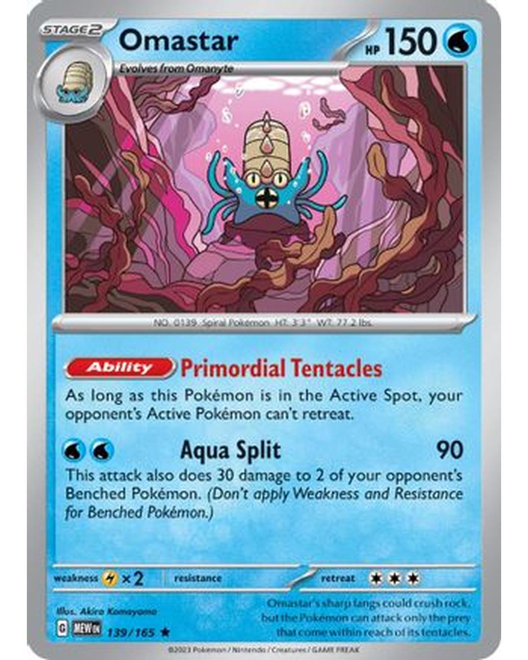 Omastar 139/165  - Reverse Holofoil SV Scarlet & Violet 151 - Rare