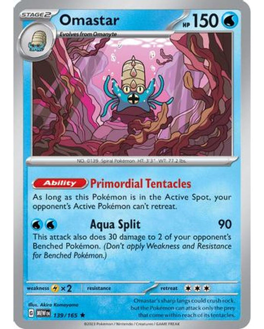 Omastar 139/165  - Reverse Holofoil SV Scarlet & Violet 151 - Rare