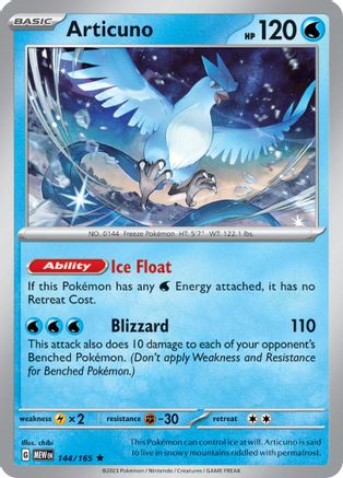 Articuno 144/165  - Holofoil SV Scarlet & Violet 151 - Rare