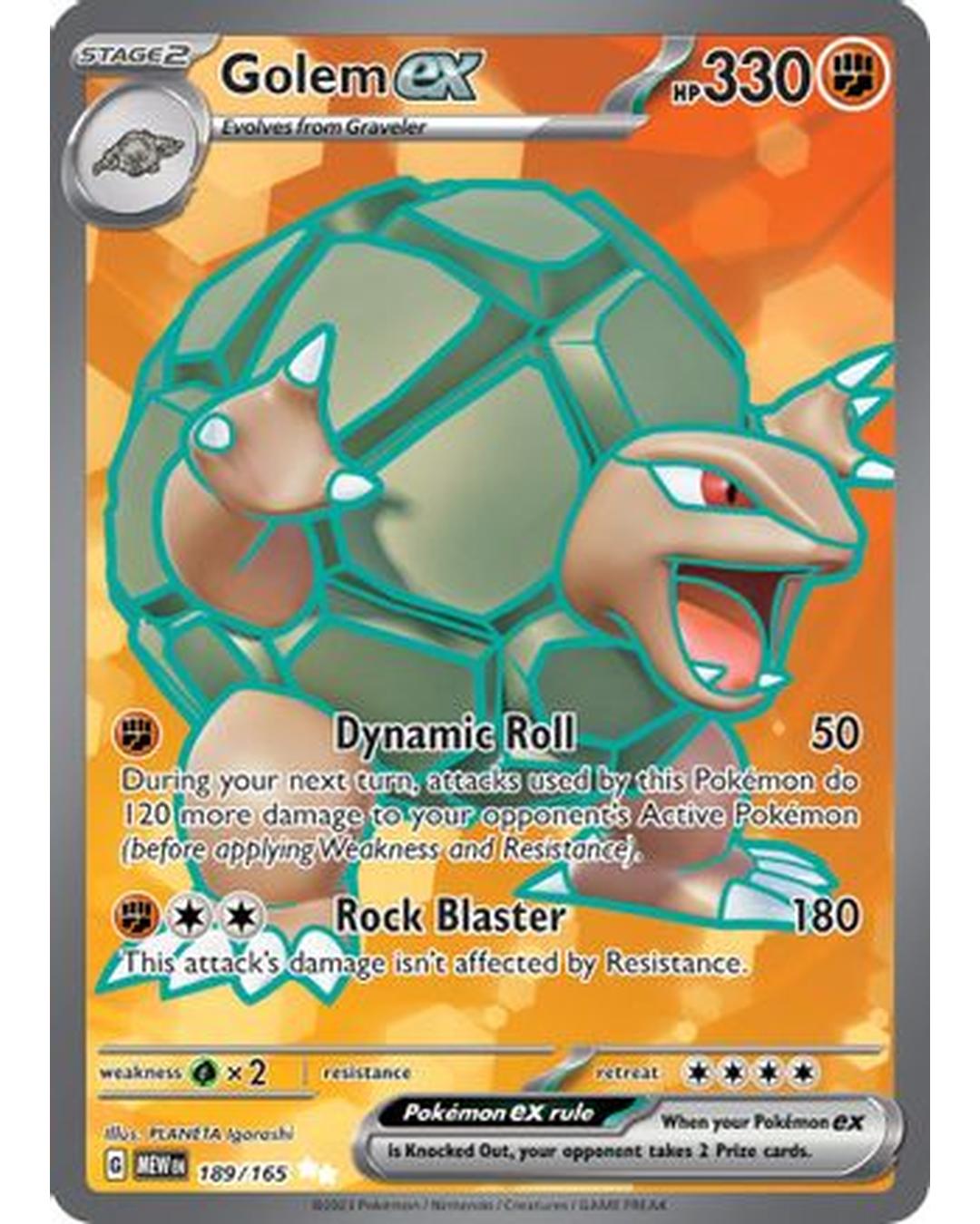 Golem ex 189/165  - Holofoil SV Scarlet & Violet 151 - Ultra Rare