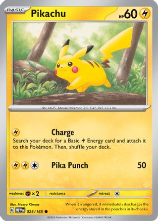 Pikachu 025/165  SV Scarlet & Violet 151 - Common