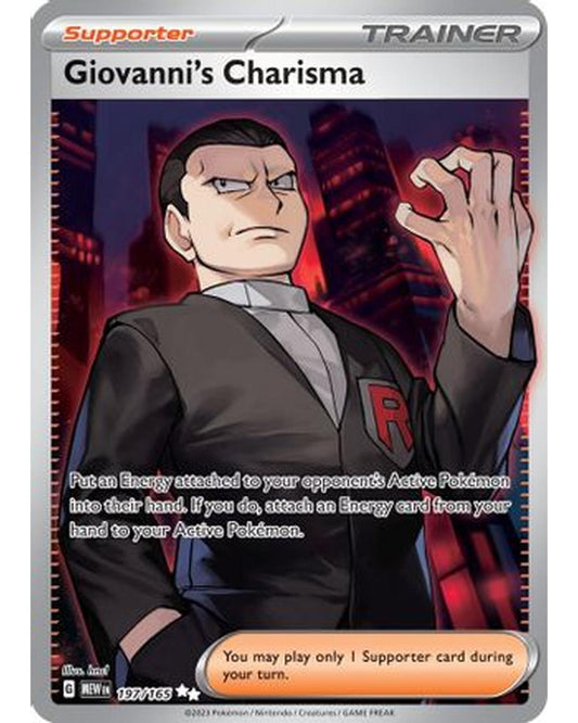 Giovanni's Charisma 197/165  - Holofoil SV Scarlet & Violet 151 - Ultra Rare