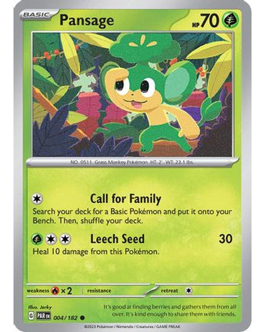 Pansage 004/182  - Reverse Holofoil SV04 Paradox Rift - Common