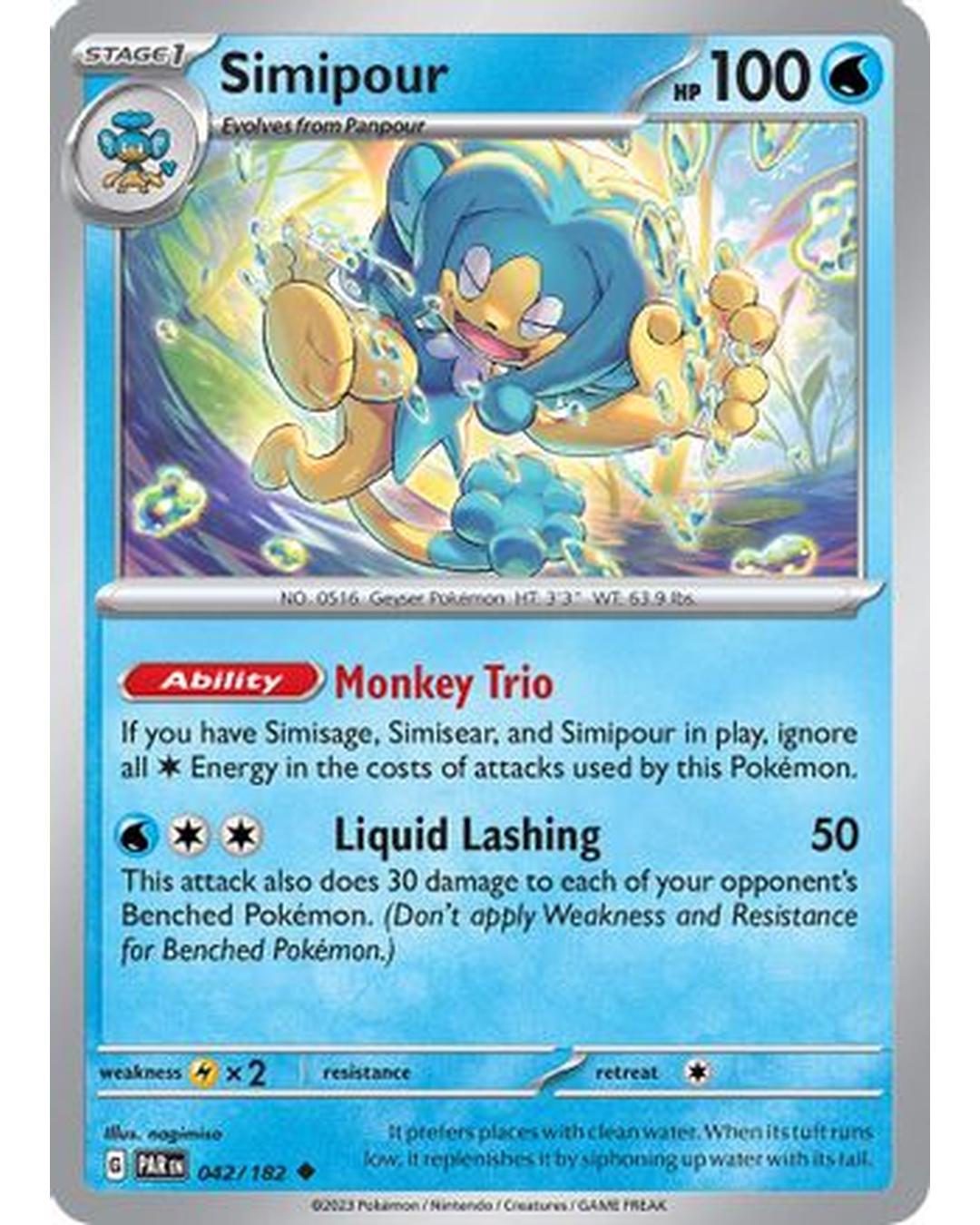 Simipour 042/182  - Reverse Holofoil SV04 Paradox Rift - Uncommon