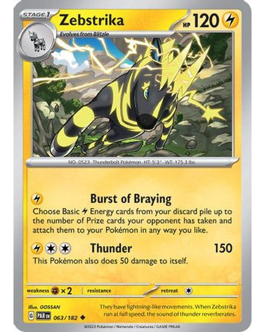 Zebstrika 063/182  - Reverse Holofoil SV04 Paradox Rift - Uncommon