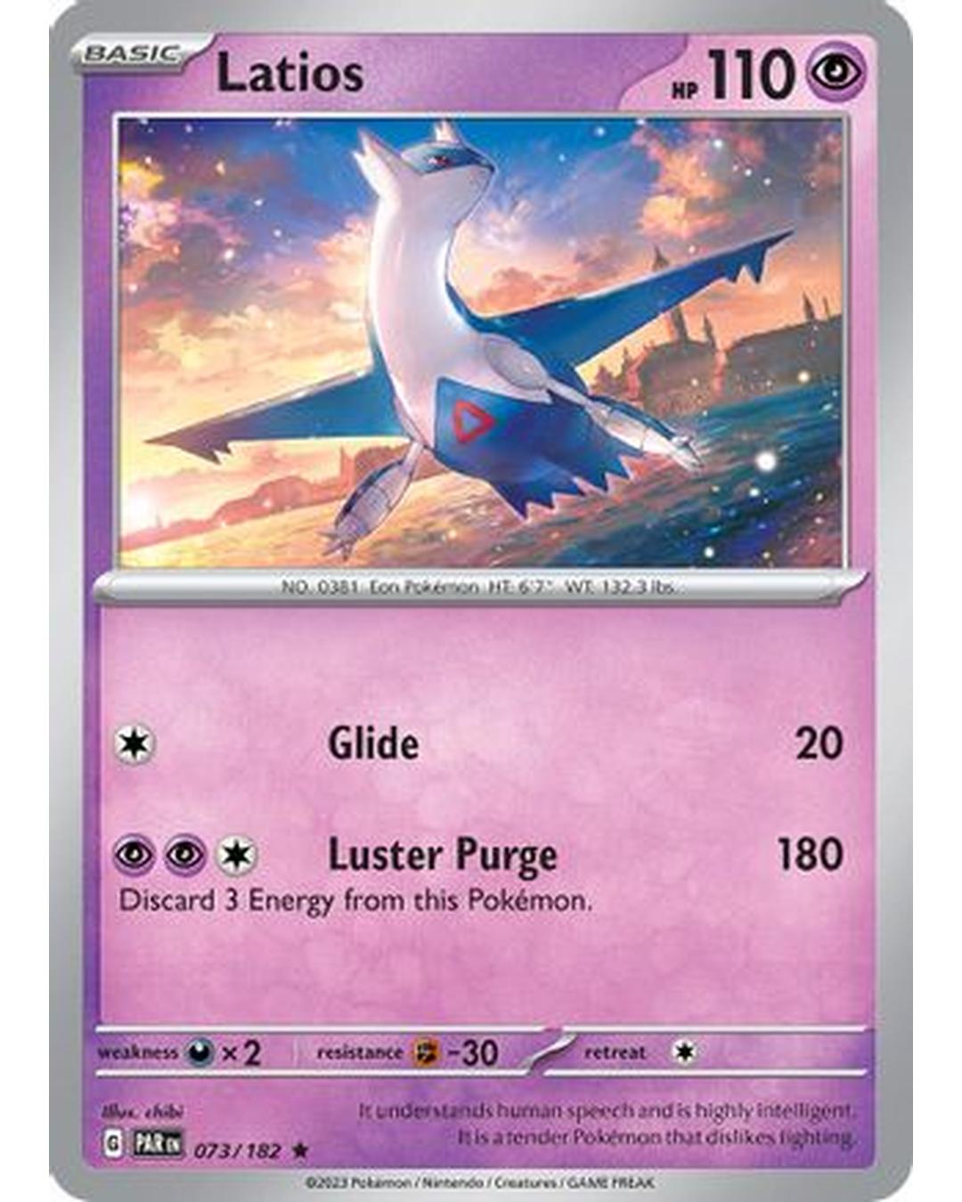 Latios 073/182  - Holofoil SV04 Paradox Rift - Rare