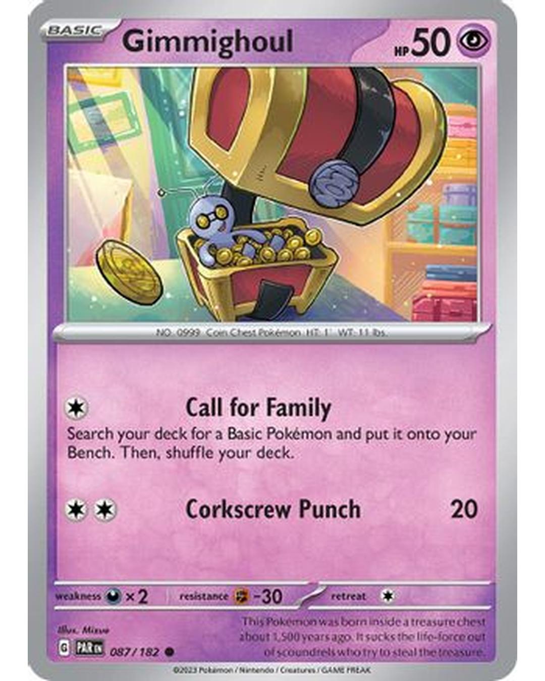 Gimmighoul 087/182  - Reverse Holofoil SV04 Paradox Rift - Common