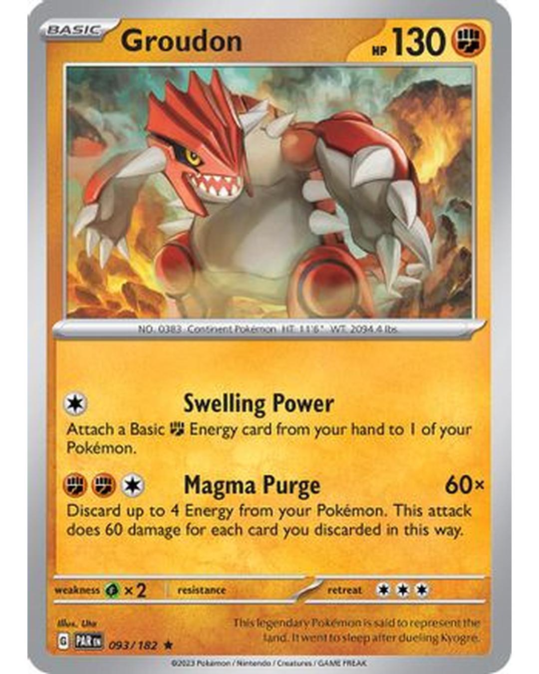 Groudon 093/182  - Holofoil SV04 Paradox Rift - Rare
