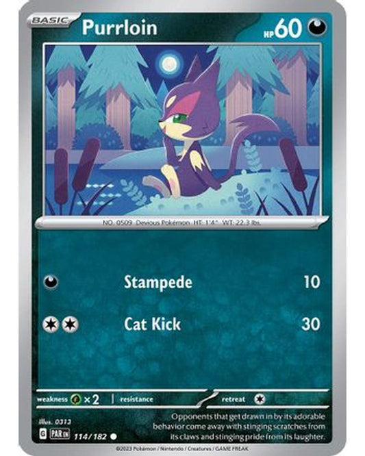 Purrloin 114/182  - Reverse Holofoil SV04 Paradox Rift - Common