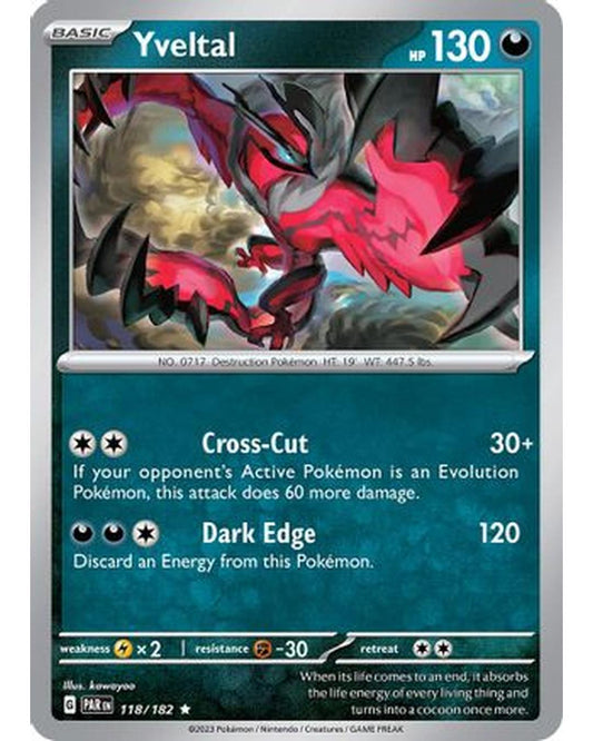 Yveltal 118/182  - Reverse Holofoil SV04 Paradox Rift - Rare