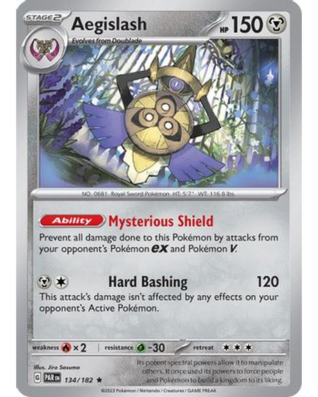 Aegislash 134/182  - Reverse Holofoil SV04 Paradox Rift - Rare