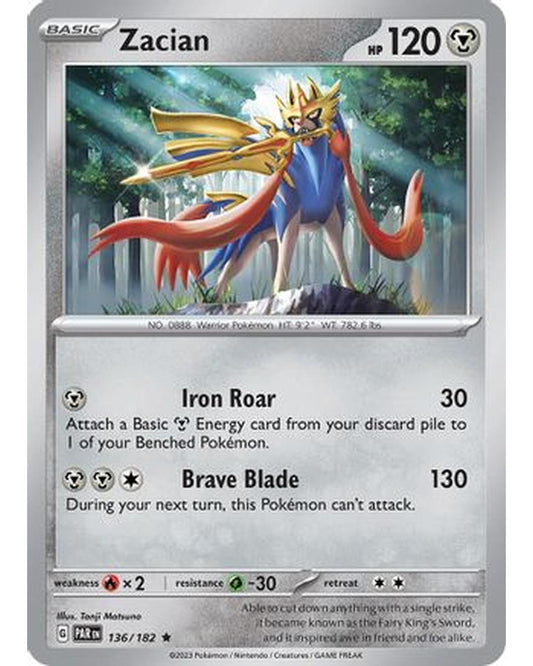 Zacian 136/182  - Holofoil SV04 Paradox Rift - Rare