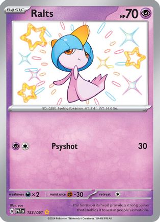 Ralts 153/091  - Holofoil SV Paldean Fates - Shiny Rare
