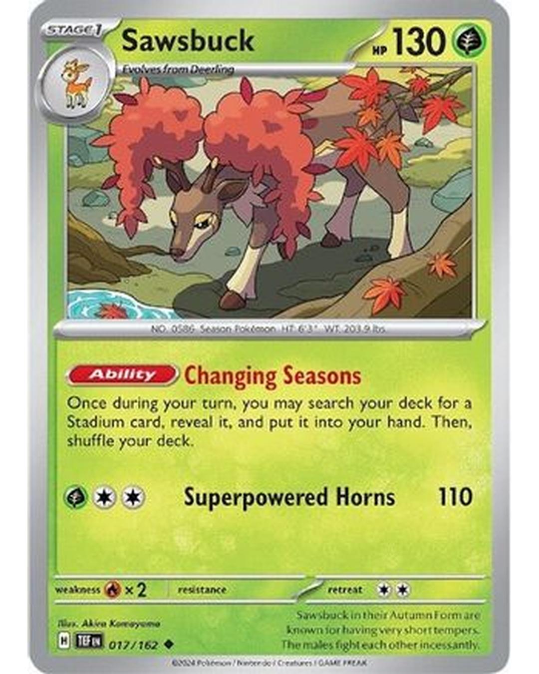 Sawsbuck 017/162  - Reverse Holofoil SV05 Temporal Forces - Uncommon