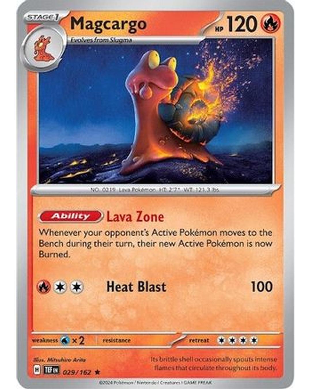 Magcargo 029/162  - Reverse Holofoil SV05 Temporal Forces - Rare