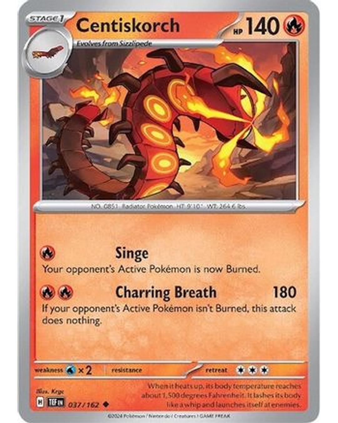 Centiskorch 037/162  - Reverse Holofoil SV05 Temporal Forces - Uncommon