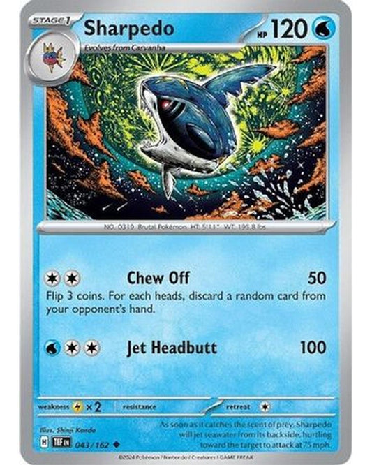 Sharpedo 043/162  - Reverse Holofoil SV05 Temporal Forces - Uncommon