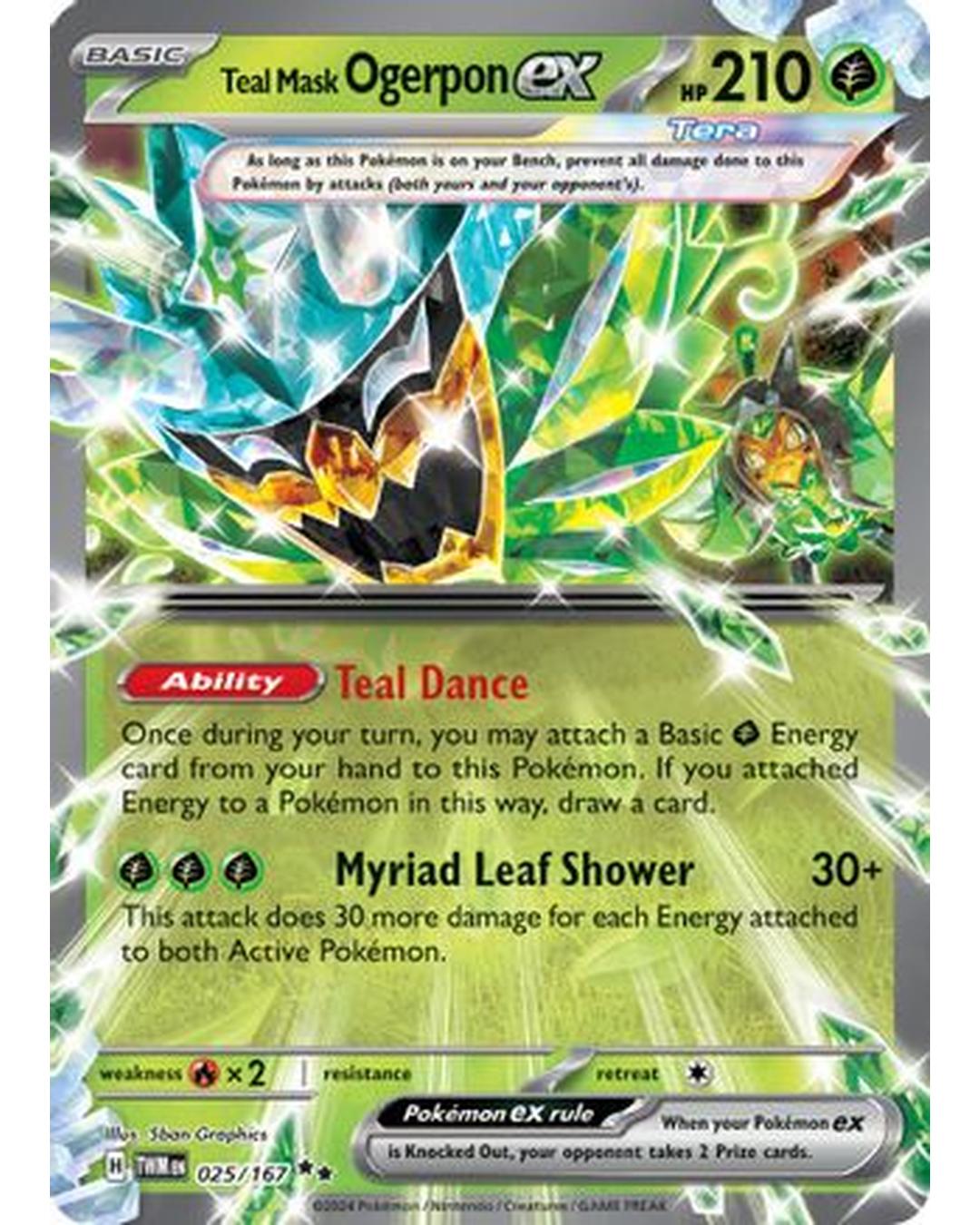 Teal Mask Ogerpon ex 025/167  - Holofoil SV06 Twilight Masquerade - Double Rare