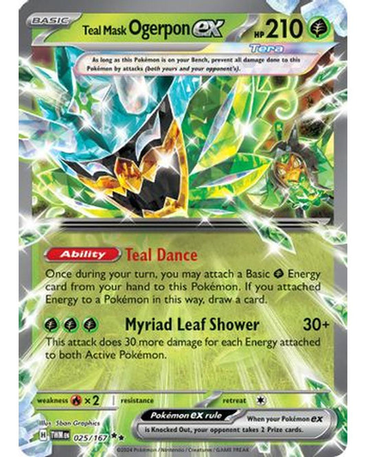 Teal Mask Ogerpon ex 025/167  - Holofoil SV06 Twilight Masquerade - Double Rare