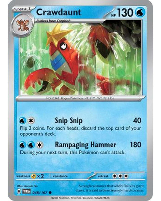 Crawdaunt 048/167  - Reverse Holofoil SV06 Twilight Masquerade - Common