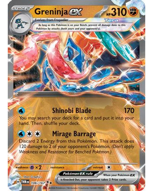 Greninja ex 106/167  - Holofoil SV06 Twilight Masquerade - Double Rare