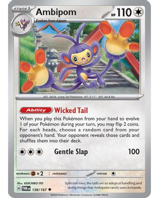 Ambipom 138/167  - Reverse Holofoil SV06 Twilight Masquerade - Uncommon