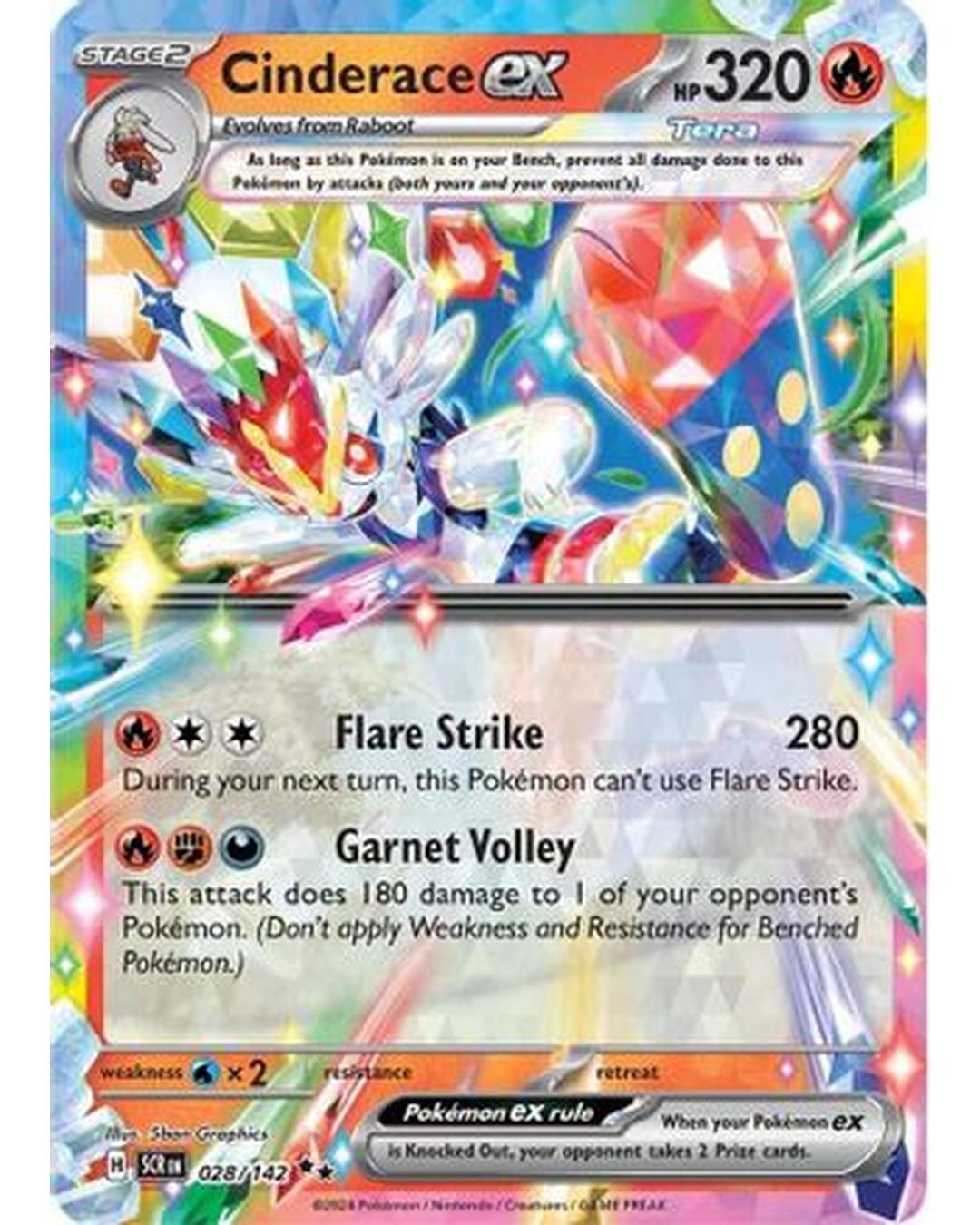 Cinderace ex 028/142  - Holofoil SV07 Stellar Crown - Double Rare