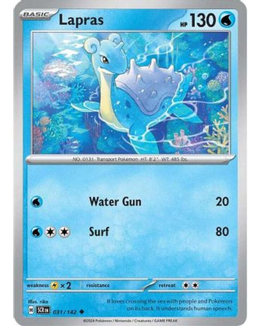 Lapras 031/142  - Reverse Holofoil SV07 Stellar Crown - Uncommon